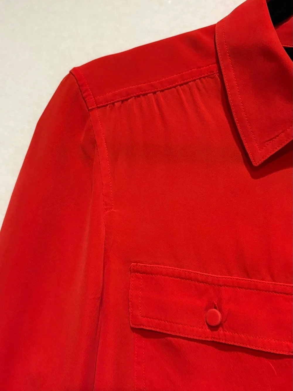 J. Crew Blythe Top, Blouse.  Silk Georgette. Size 6. Red